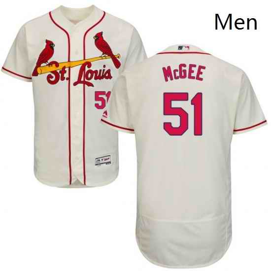Mens Majestic St Louis Cardinals 51 Willie McGee Cream Alternate Flex Base Authentic Collection MLB Jersey